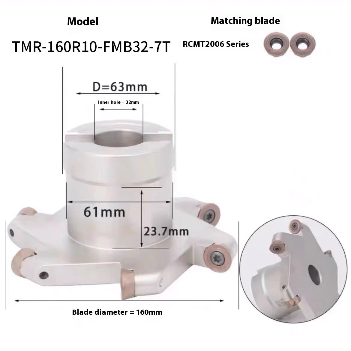 2067-CNC machining center TMR round nose T-slot milling cutter bar arc R2.5R3R4R5R6 slotted side and side cut shank Shandong Denso Pricision Tools Co.,Ltd.